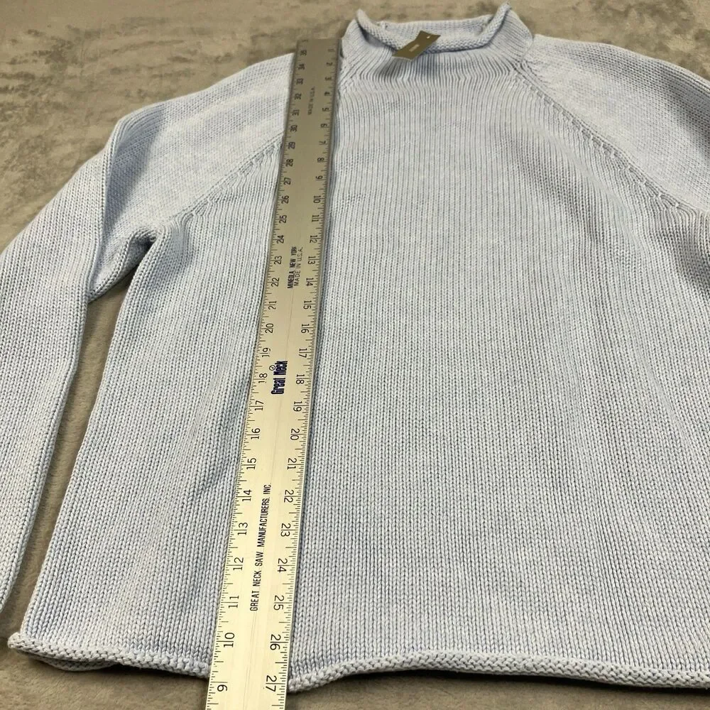 J Crew 1988 Rollneck Sweater Womens M Blue Cotton Coastal Preppy Oarsman BW186